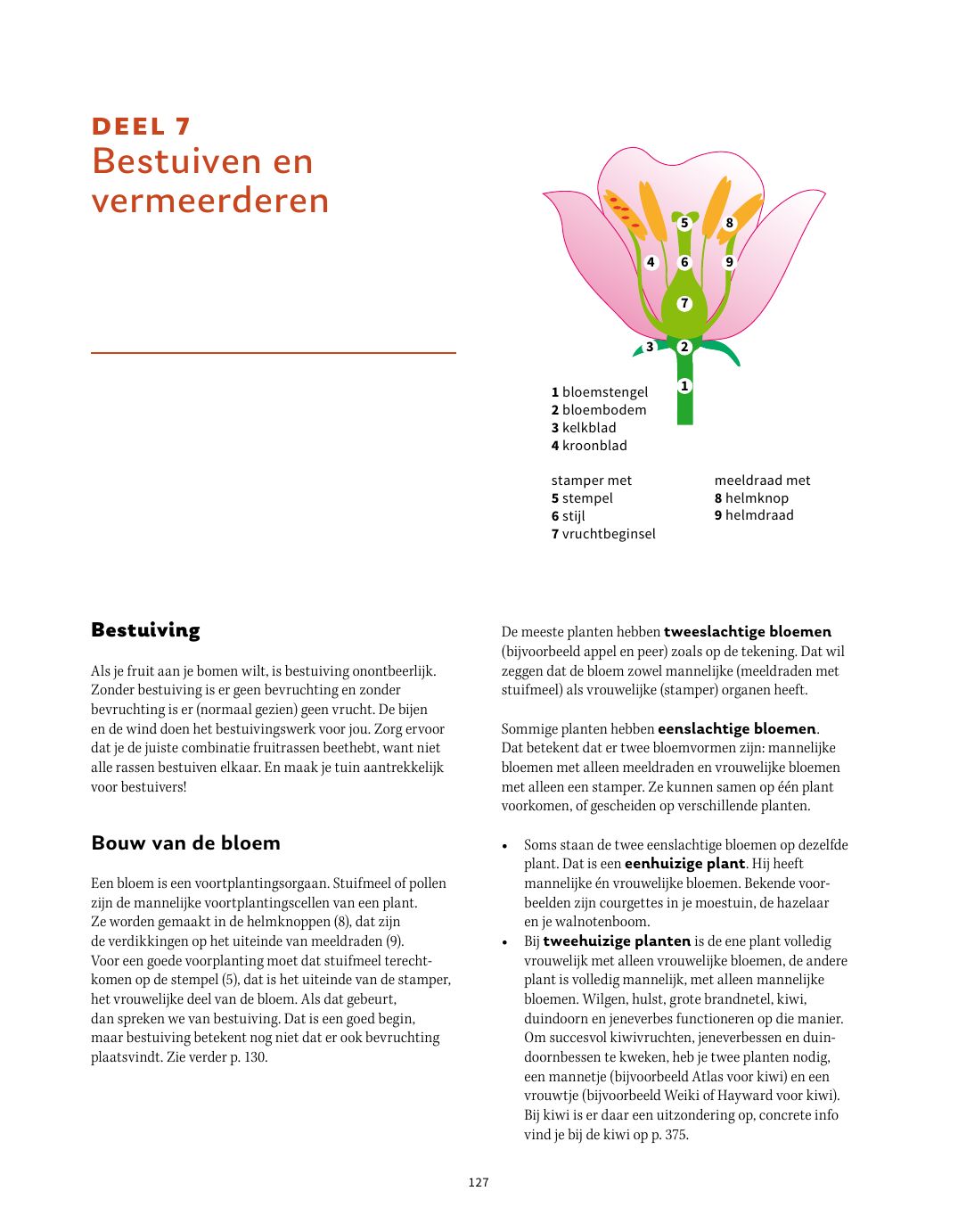 Pagina uit Fruit in de tuin: Bestuiven en vermeerderen, p. 126–127