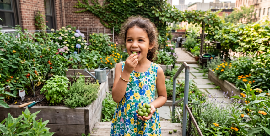 Fruit voor de toekomst: kind eet kiwibessen