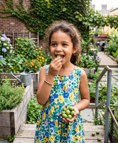 Fruit voor de toekomst: kind eet kiwibessen