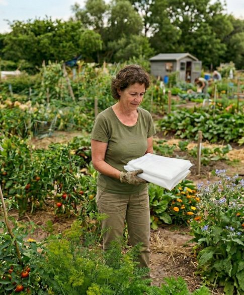 Insectengaas in moestuin