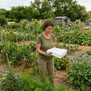 Insectengaas in moestuin